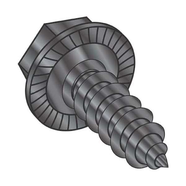 Usa Industrials Self-Drilling Screw, #10-16 x 1", Black Oxide Steel Flange Hex Head External Hex Drive BULK-SCRW-14817 - main
